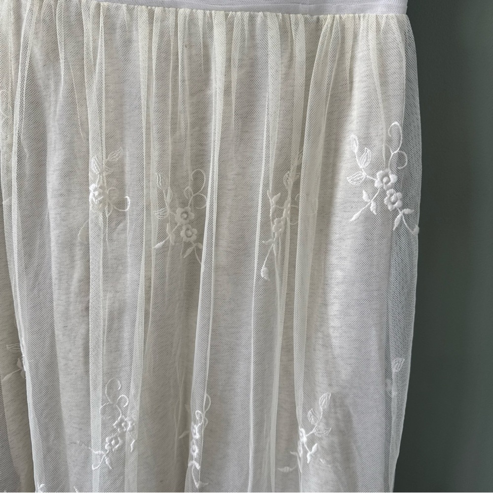 Sundance Ivory Off White Sleeveless Pleated Mesh Embroidered Lace Dress 4 - Picture 7 of 11